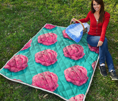 Pink Strawberry Ice Cream Print Quilt
