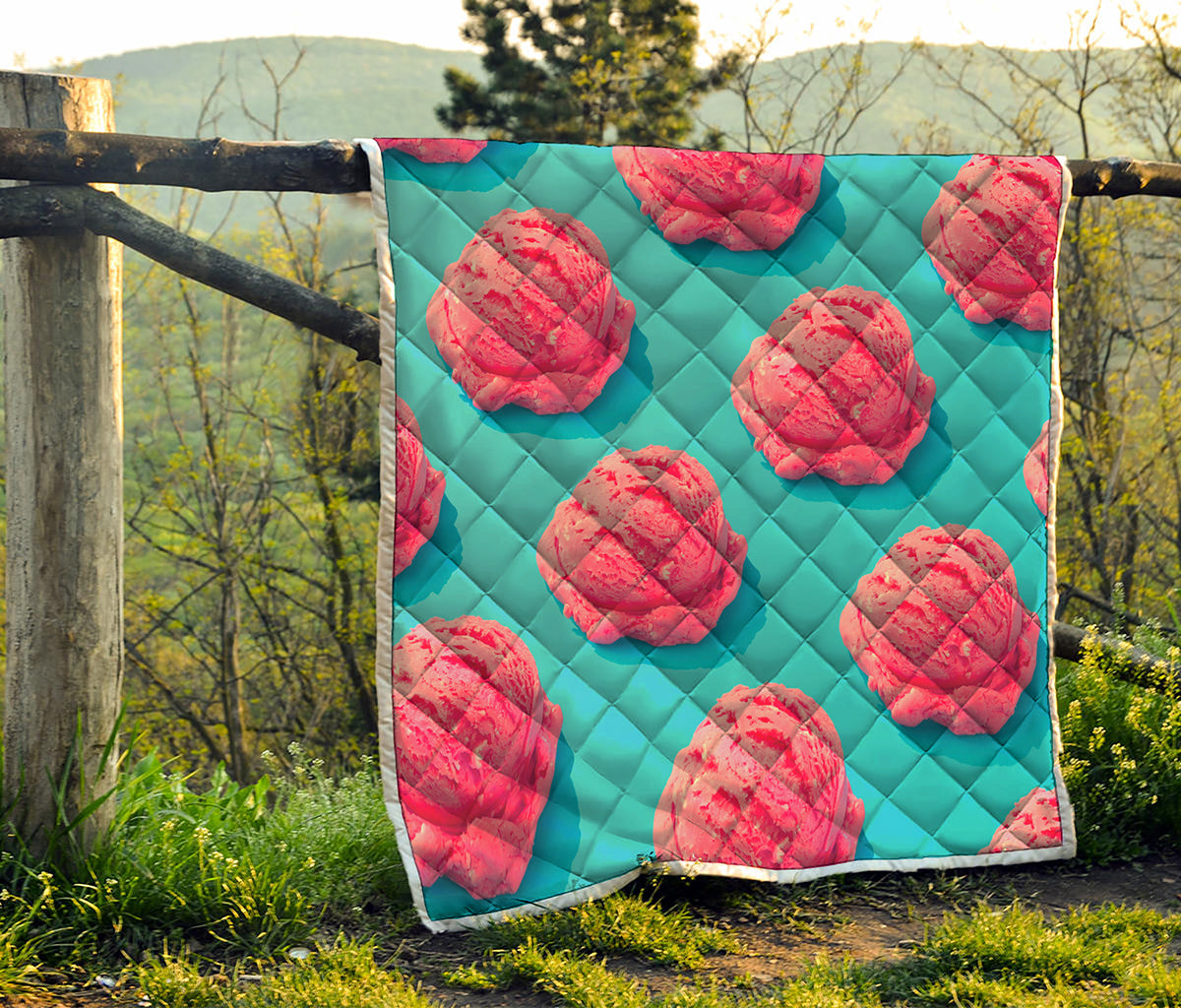 Pink Strawberry Ice Cream Print Quilt