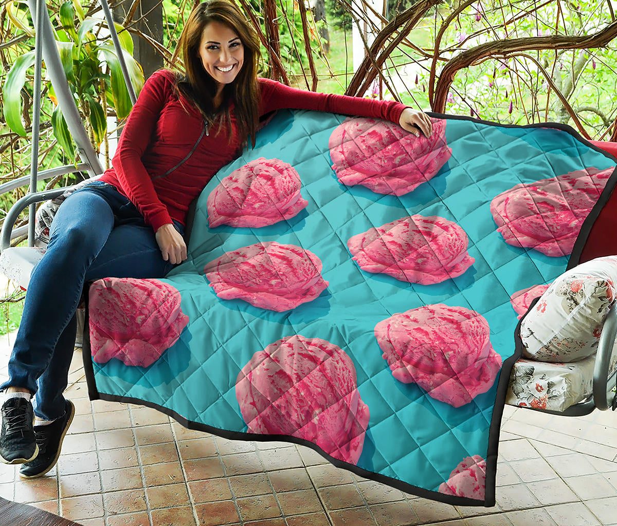 Pink Strawberry Ice Cream Print Quilt