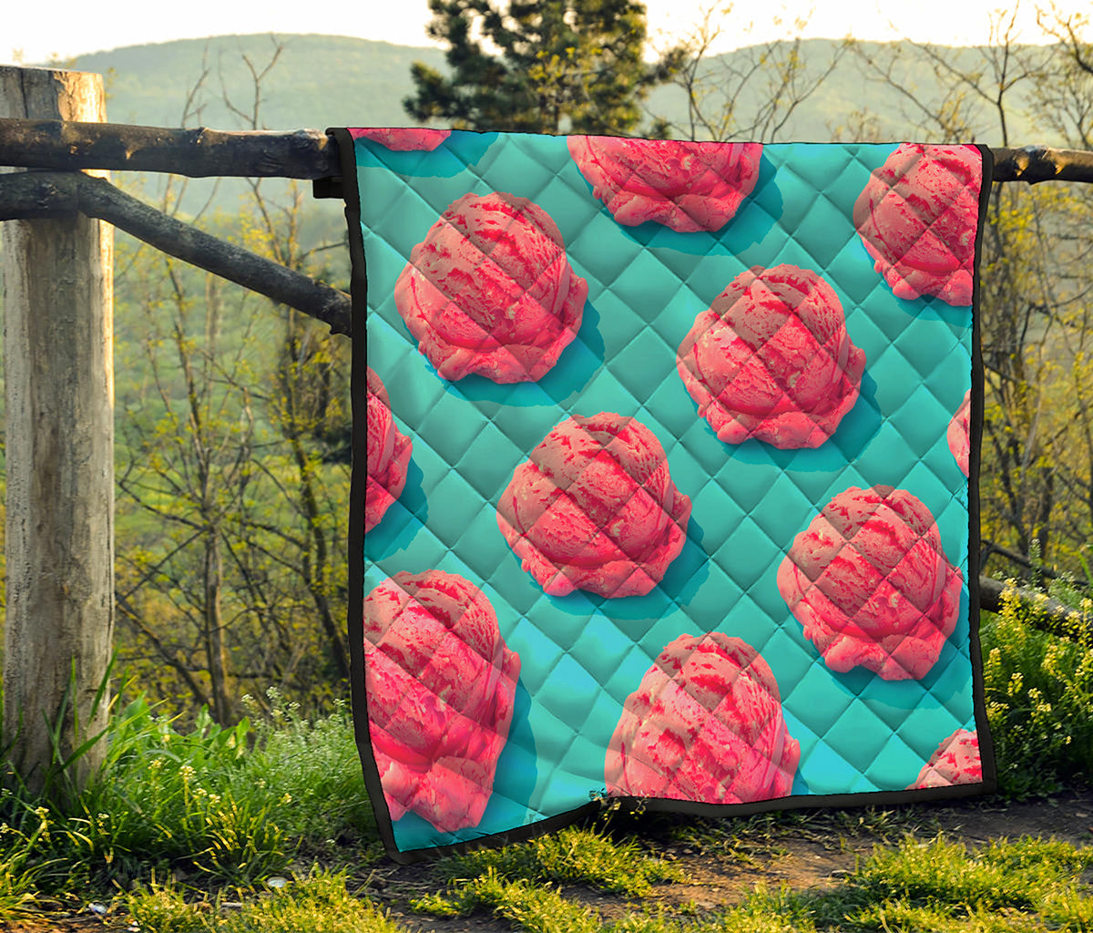 Pink Strawberry Ice Cream Print Quilt