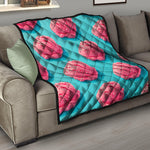 Pink Strawberry Ice Cream Print Quilt