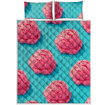 Pink Strawberry Ice Cream Print Quilt Bed Set