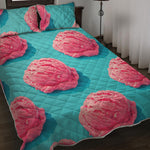 Pink Strawberry Ice Cream Print Quilt Bed Set