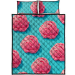 Pink Strawberry Ice Cream Print Quilt Bed Set