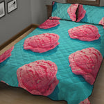 Pink Strawberry Ice Cream Print Quilt Bed Set