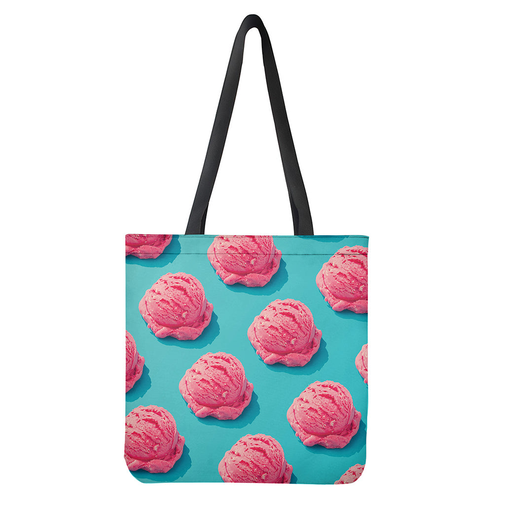 Pink Strawberry Ice Cream Print Tote Bag