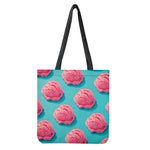 Pink Strawberry Ice Cream Print Tote Bag