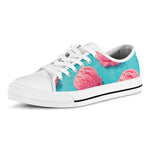 Pink Strawberry Ice Cream Print White Low Top Shoes