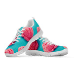 Pink Strawberry Ice Cream Print White Sneakers