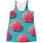 Pink Strawberry Ice Cream Print Women's Racerback Tank Top