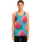 Pink Strawberry Ice Cream Print Women's Racerback Tank Top