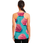 Pink Strawberry Ice Cream Print Women's Racerback Tank Top