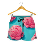 Pink Strawberry Ice Cream Print Women's Shorts