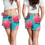 Pink Strawberry Ice Cream Print Women's Shorts