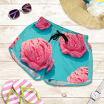 Pink Strawberry Ice Cream Print Women's Shorts