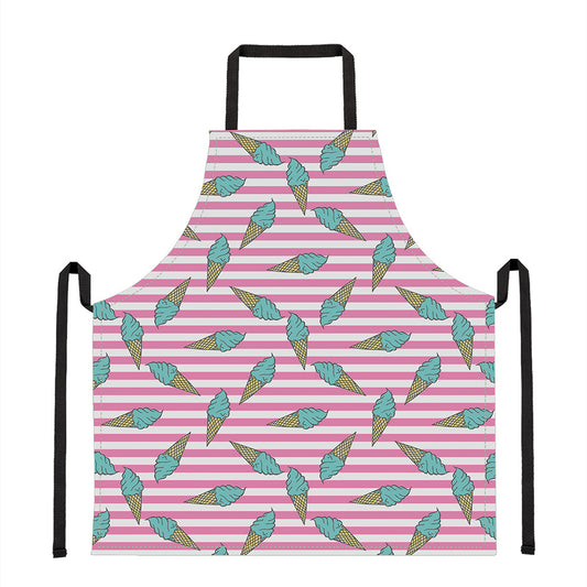 Pink Striped Ice Cream Pattern Print Apron