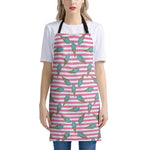 Pink Striped Ice Cream Pattern Print Apron