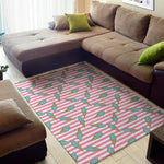Pink Striped Ice Cream Pattern Print Area Rug