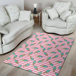 Pink Striped Ice Cream Pattern Print Area Rug
