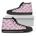 Pink Striped Ice Cream Pattern Print Black High Top Sneakers