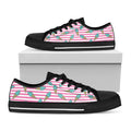 Pink Striped Ice Cream Pattern Print Black Low Top Sneakers