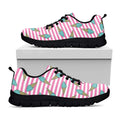 Pink Striped Ice Cream Pattern Print Black Running Shoes