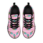 Pink Striped Ice Cream Pattern Print Black Sneakers