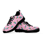 Pink Striped Ice Cream Pattern Print Black Sneakers