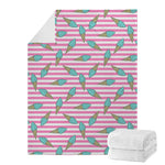Pink Striped Ice Cream Pattern Print Blanket
