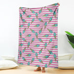 Pink Striped Ice Cream Pattern Print Blanket