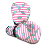 Pink Striped Ice Cream Pattern Print Boxing Gloves