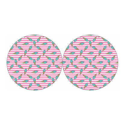 Pink Striped Ice Cream Pattern Print Car Coasters