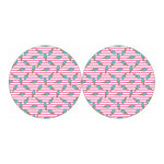 Pink Striped Ice Cream Pattern Print Car Coasters