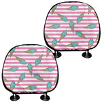 Pink Striped Ice Cream Pattern Print Car Headrest Covers