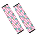 Pink Striped Ice Cream Pattern Print Car Seat Belt Covers