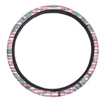 Pink Striped Ice Cream Pattern Print Car Steering Wheel Cover