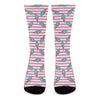 Pink Striped Ice Cream Pattern Print Crew Socks