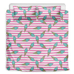Pink Striped Ice Cream Pattern Print Duvet Cover Bedding Set