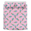 Pink Striped Ice Cream Pattern Print Duvet Cover Bedding Set