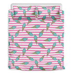 Pink Striped Ice Cream Pattern Print Duvet Cover Bedding Set