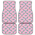 Pink Striped Ice Cream Pattern Print Front and Back Car Floor Mats