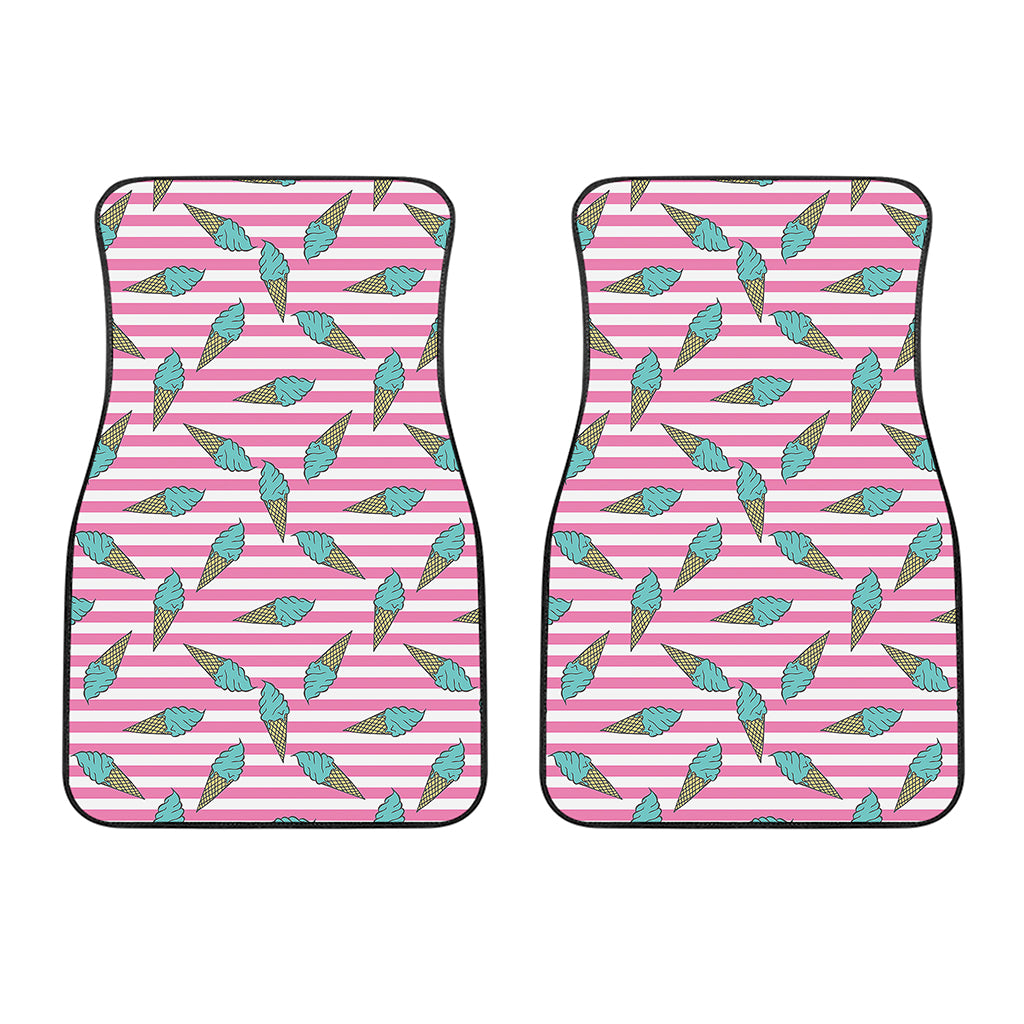 Pink Striped Ice Cream Pattern Print Front Car Floor Mats