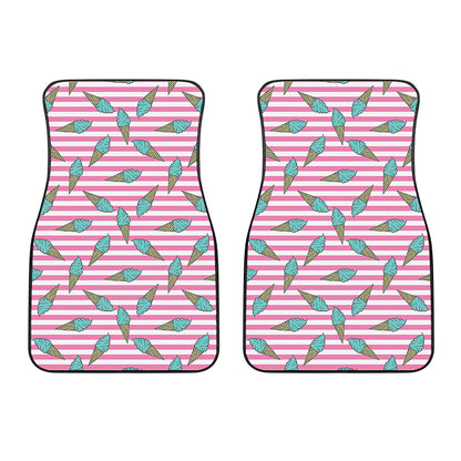 Pink Striped Ice Cream Pattern Print Front Car Floor Mats