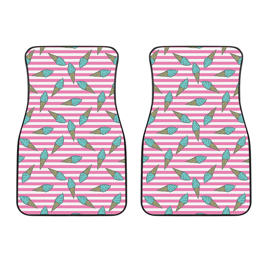 Pink Striped Ice Cream Pattern Print Front Car Floor Mats