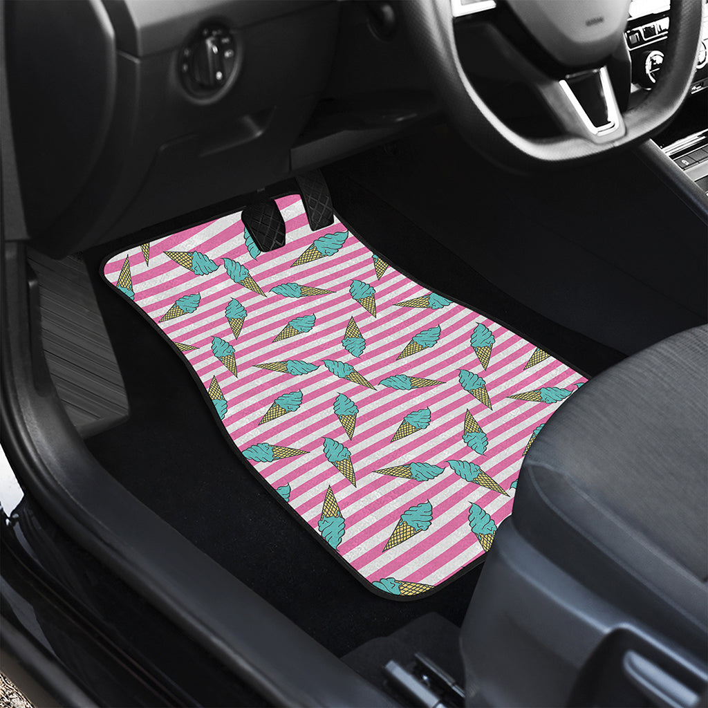 Pink Striped Ice Cream Pattern Print Front Car Floor Mats