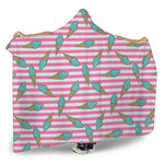 Pink Striped Ice Cream Pattern Print Hooded Blanket
