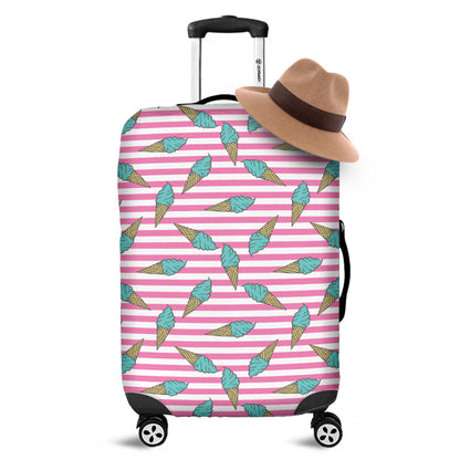 Pink Striped Ice Cream Pattern Print Luggage Cover