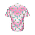 Pink Striped Ice Cream Pattern Print Men's Baseball Jersey