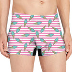 Pink Striped Ice Cream Pattern Print Men's Boxer Briefs