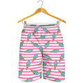 Pink Striped Ice Cream Pattern Print Men's Shorts